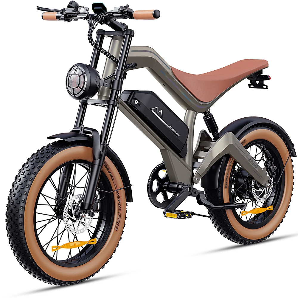Vélo électrique M20 pour adultes, moteur de 1500 W de puissance maximale, batterie amovible de 873,6 Wh, double suspension, feux avant et arrière, vélo électrique