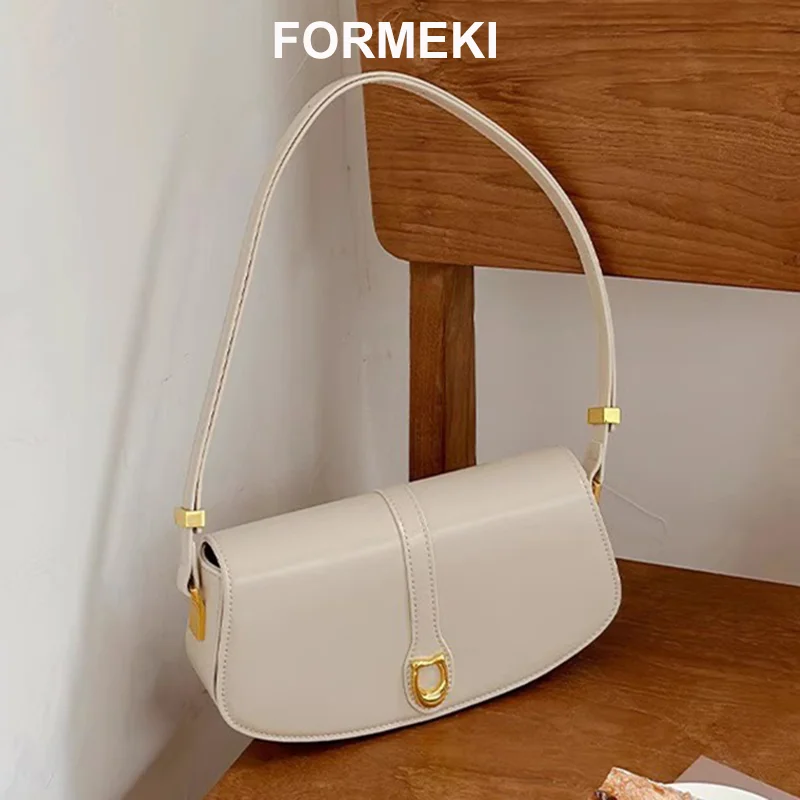 Formeki Luxury Designer Bag Ins Fashion Women Shoulder Bag Concise Saddle Bag High Quality Female Bag