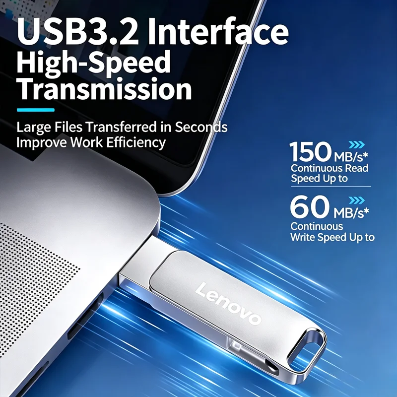 Lenovo Mini Type-C 3.2 USB Flash Drive High Quality Pen Drive 1TB 512GB 256GB 128GB USB Stick for Type-C Devices Network Card