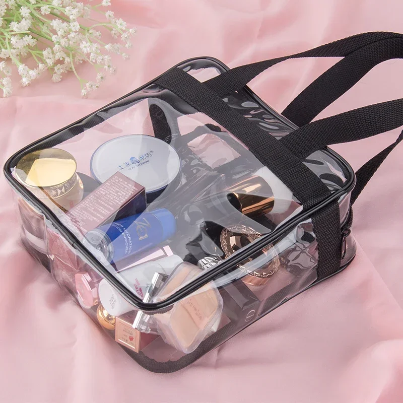 Transparent Makeup Bag Waterproof Portable Travel Cosmetic Bag Women Storage Pouch Wash Bag PVC Large Capacity Clear Makeup Bag