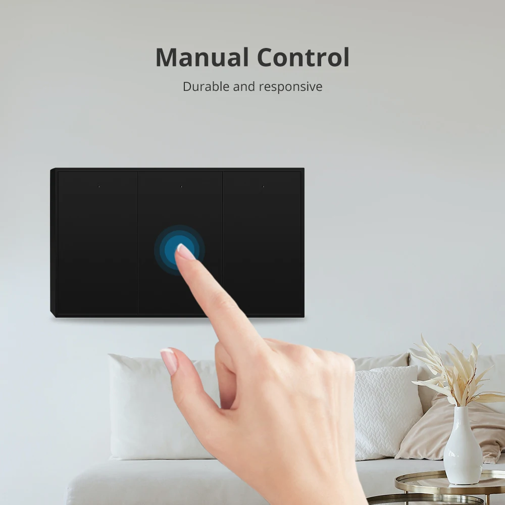 Zemismart Zigbee US Interruttore della luce da parete nero con neutro 1 2 3 4 6 gruppi Smart Interruptor Funziona con l'app Tuya Alexa Google Home