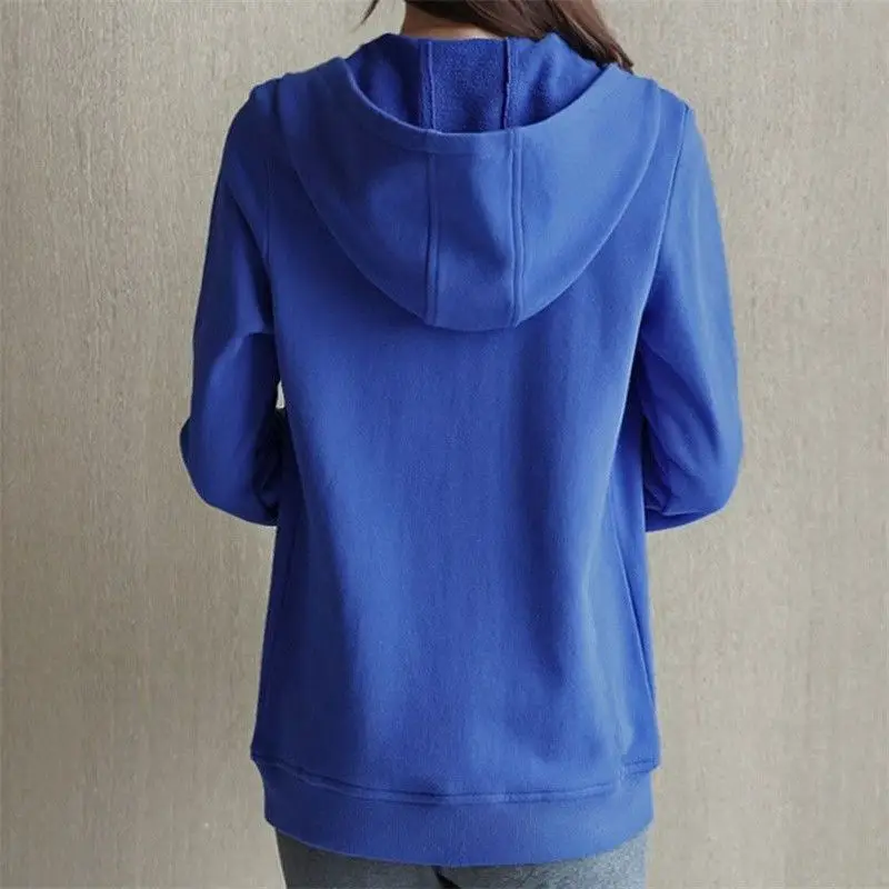 Women\'s Solid Hooded Collar Cardigan Hoodies 2023 Spring and Autumn New Korean Zipper Pockets Loose Sleeve Casual Sports Coat