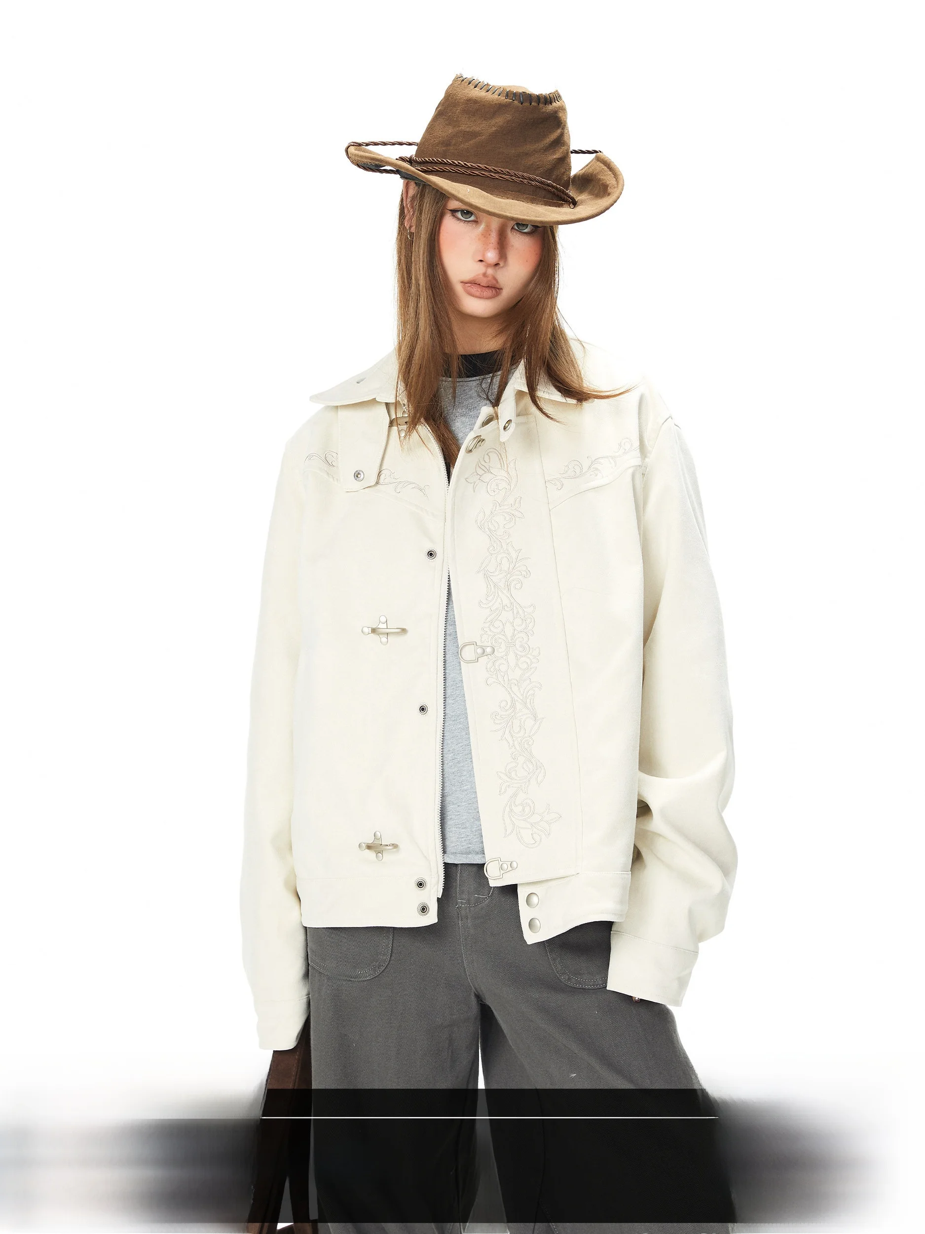 

Blackbb Floral Embroidery Jacket Women's Loose Casual Top American Trendy Brand Spring New Style Aircraft Button Outerwear