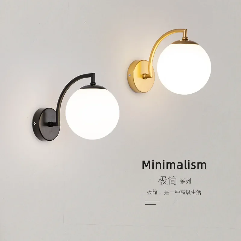 現代の-led-ウォールランプガラスボールウォールライト北欧ミニマリストリビングベッドルームベッドサイド燭台ダイニングキッチン屋内照明器具