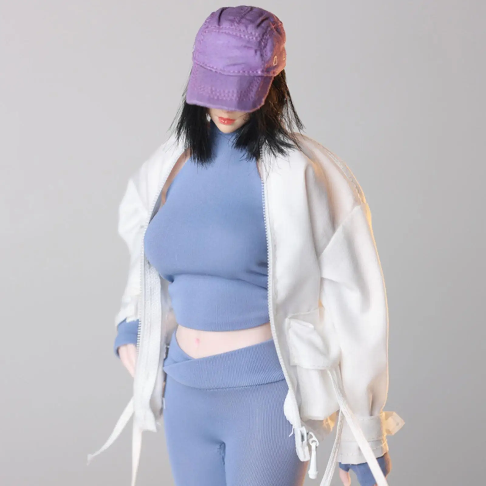 

Trendy Premium 1/6 Female Action Figure Jacket Miniature Zipper Top for Dress Up Doll Costume Collectibles