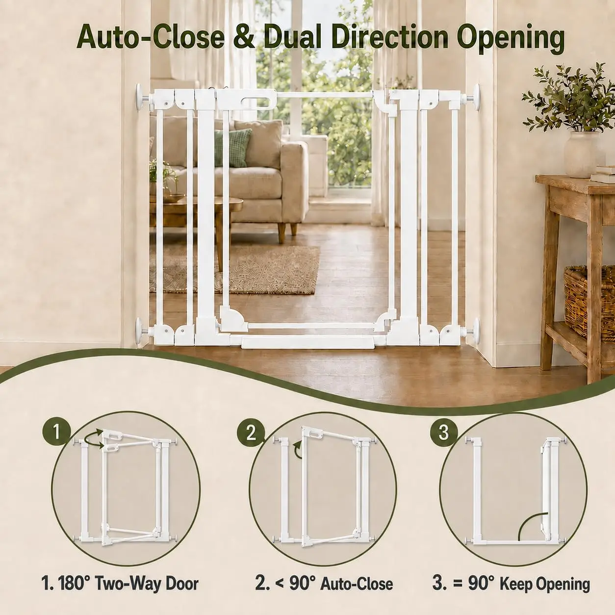 Clear Acrylic Baby Gate 29.52 47.24 Inch Wide Indoor Pressure Mounted Panel Extra Wide Double Lock Hardware Auto Close Fits Stai