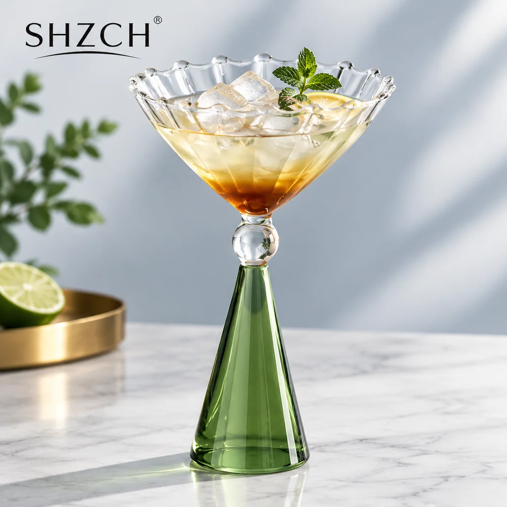 Creative Shell Pattern Dessert Glass High-Foot Pudding Cup Bar Cocktail Beverage Glass Small Batch Homeware