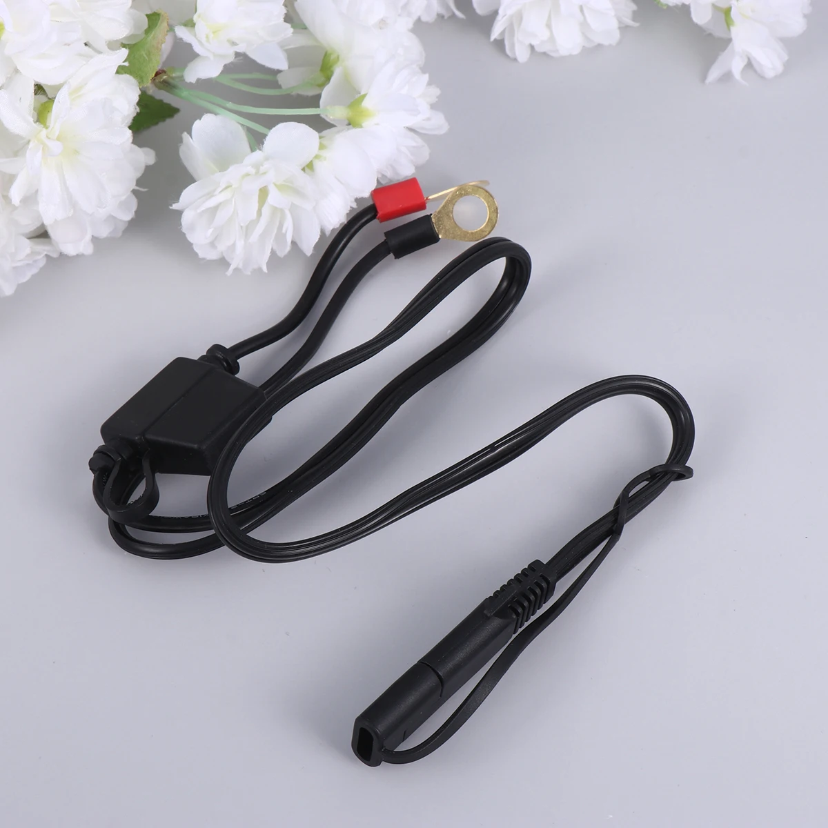 

Motorcycle Charging Cable Durable Safe Plastic Metal Ideal Home Outdoor Small Power Circuit Trolling Black