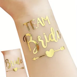 24pcs Golden Bride & Team Bride Tattoo Sticker for Bachelorette Party Decoration Girl Hen Party Wedding Bridal Shower Supplies