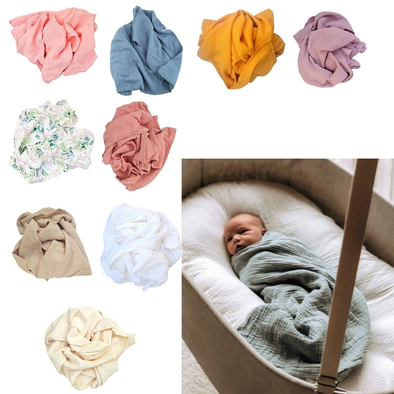 Baby Muslin Swaddle Solid Plain Color Cotton Baby Receiving Swaddles Earthy Color 120x120cm Soft Blankets 2 Layers Bath