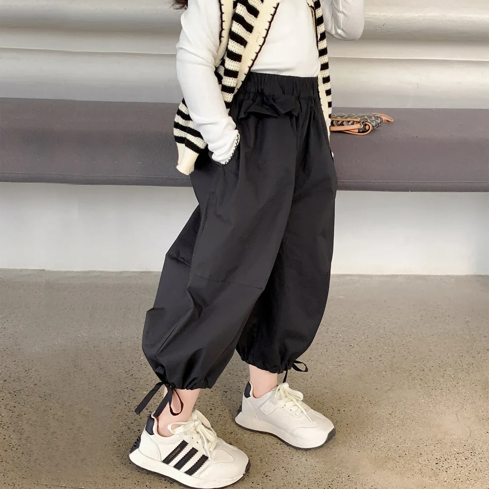 Girls Casual Pants 2024 Spring Summer Korean Style Children Overalls Bunched Foot Pants Summer Braid Bloomers Thin Pant