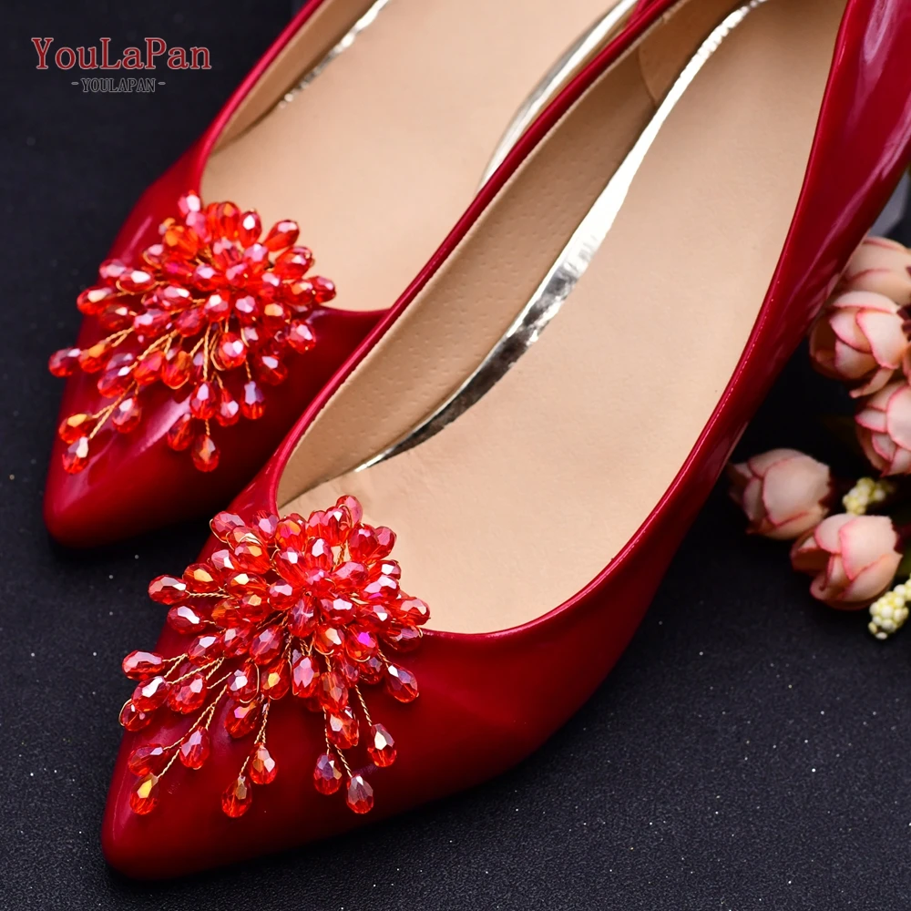 YouLasaupoudrer-Pinces à Chaussures en Clip Rouge pour Femme, Bijoux de Botte de Mariage, Talons Hauts, Patients, Accessoires, HX41, 1 Paire