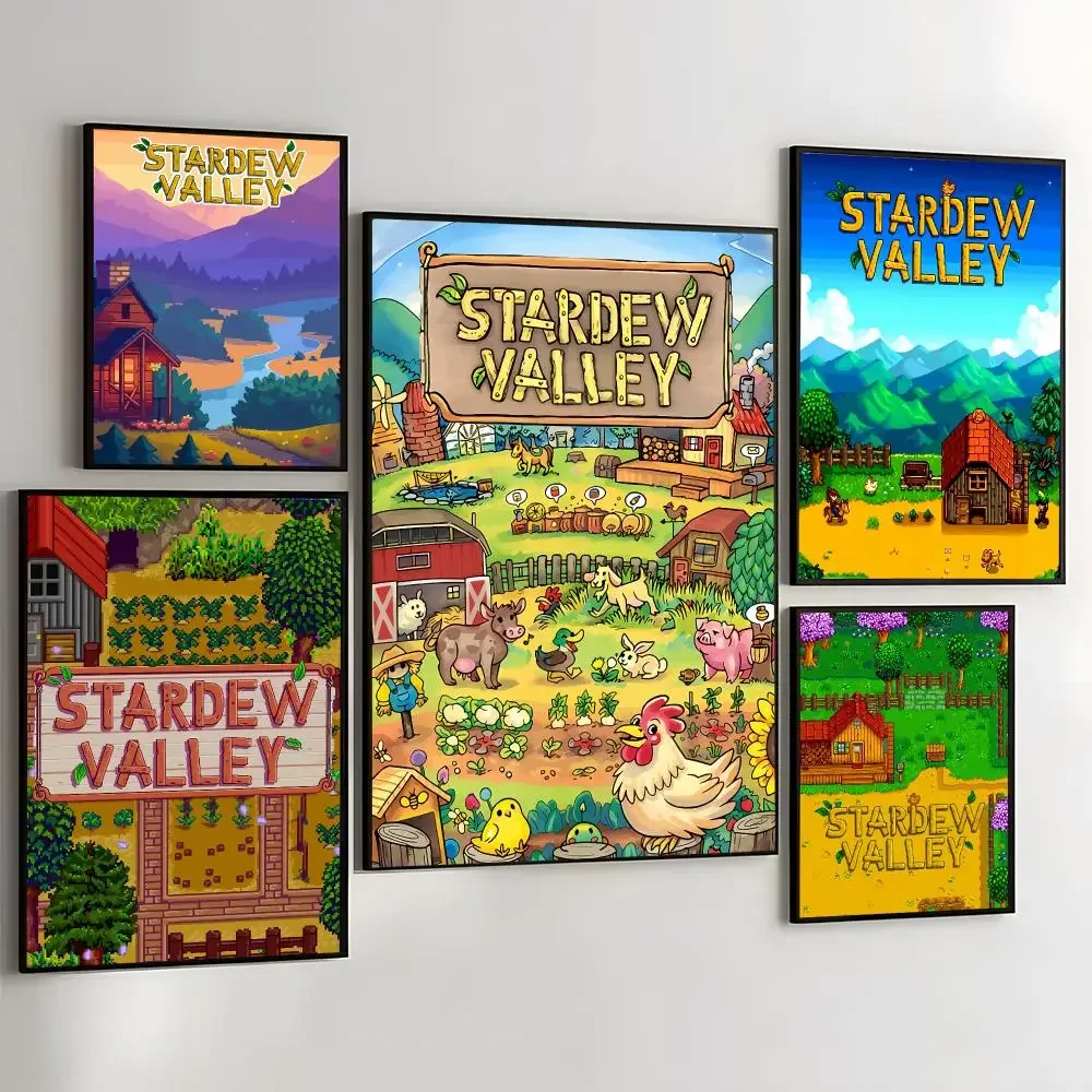S-Stardew ValleyS Animals Chicken Painting Calligraphy Self Adhesive Wall Art Waterproof Print For Bedroom Hallway Home Decor