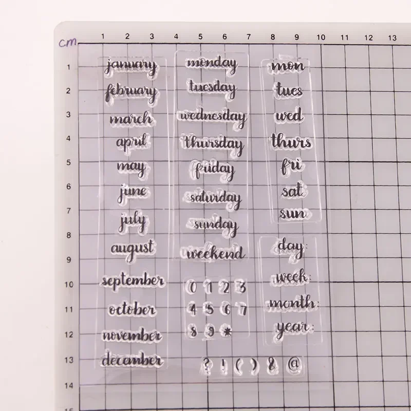 Month Date 2025 Clear Stamp Transparent Silicone DIY Stamp Seal Sheet for Scrapbooking Making Album Photo Handmade Decoration