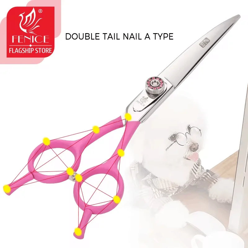 Fenice 6.5/7.0 inch Professional Pet Grooming Scissors,Curved Shears,Japan 440C ,Colorful Scissor,for Dog Hairdressing Groomer