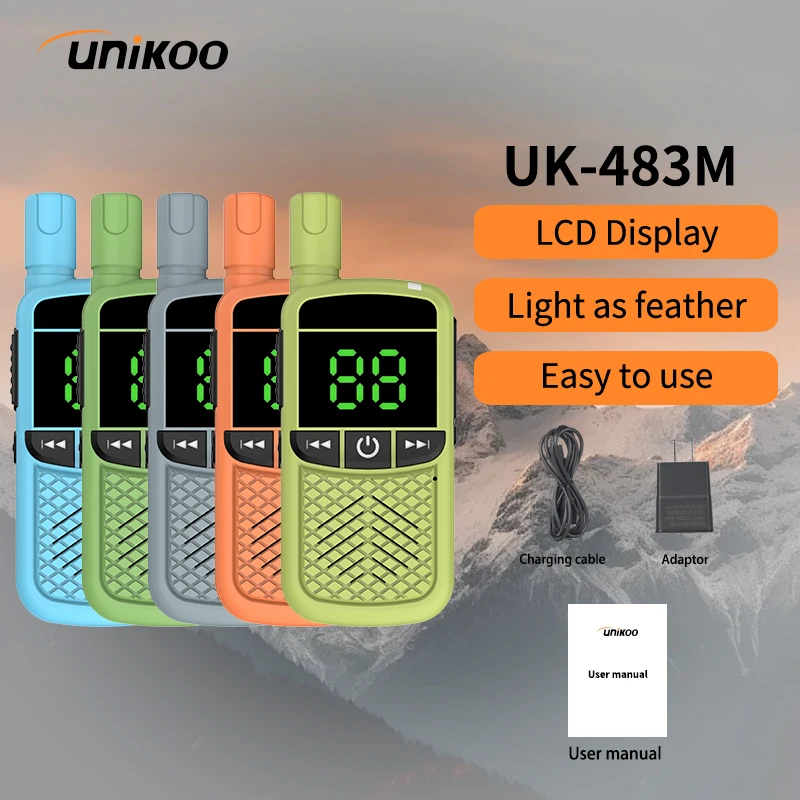 

2 PCS UNIKOO UK483M Walkie Talkie LCD Display Long Range Kids Walkie Talkies Mini Portable Handheld Radio Comunicador