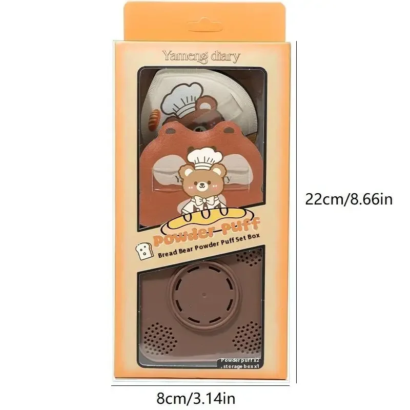 Applicateur de maquillage bouffant de poudre de pain Ultra doux, 2 pièces, bâtons pour la peau, sans perte de poudre, Double face, utilisation humide et sèche avec boîte de rangement