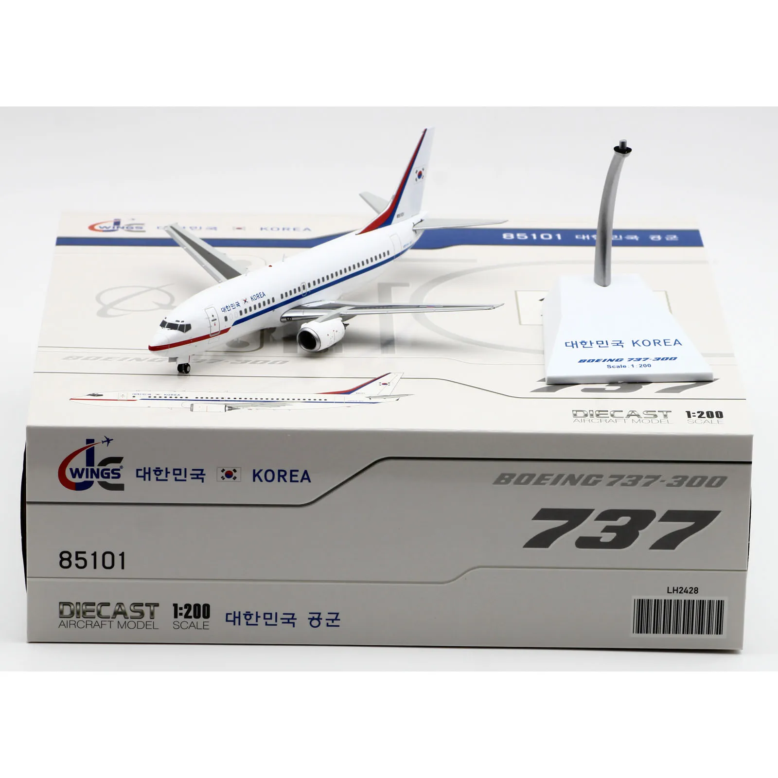 

LH2428 Alloy Collectible Plane Gift JC Wings 1:200 Korea Air Force Boeing B737-300 Diecast Aircraft Jet Model 85101 With Stand