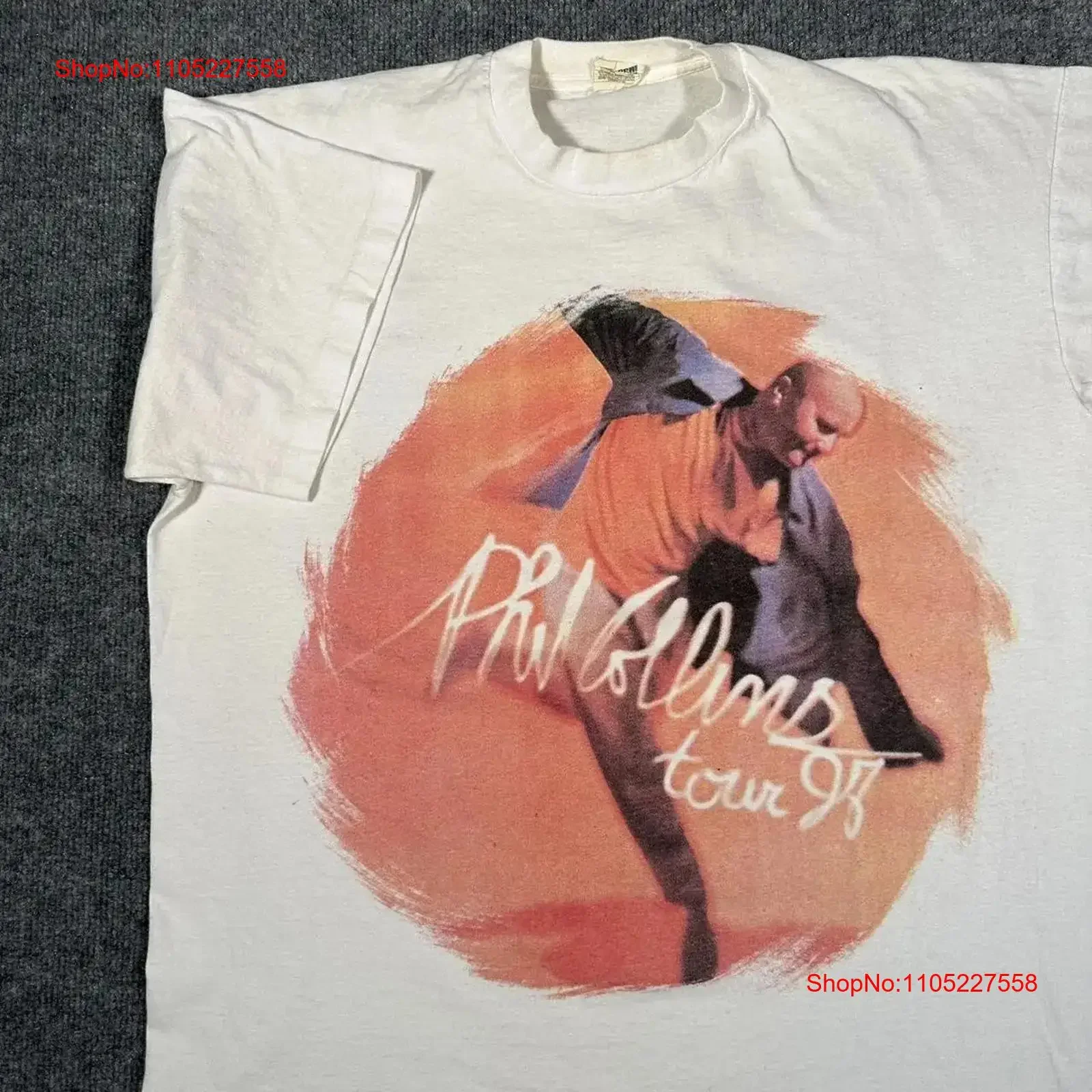 vintage white phil collins band music tour art t shirt  IL593 vintage Washed streetwear Top For Everyday Wear graphic Slightly