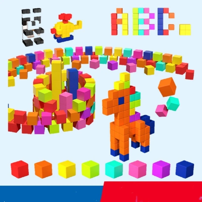 Children Puzzle Toy With Magnetic Cube Blocks Used For Enlightenment And Development Brain Power And Large Particle Block