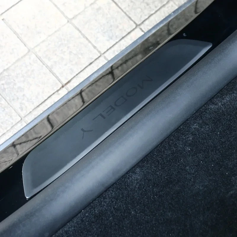 Für Tesla Model 3 Y Juniper Heckklappen-Einstiegsleisten-Dekorationsfolie ABS Willkommens-Pedal-Aufkleber Schutzstreifen Auto-Zubehör – Detail 6