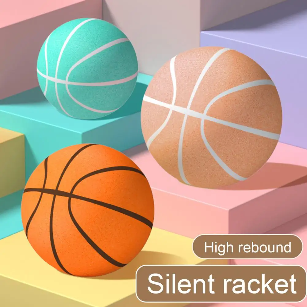 Silent Basketball High Rebound Low Noise Basketball Uncoated High Density Foam Sports Bouncy Ball for Kids Dribbling Training