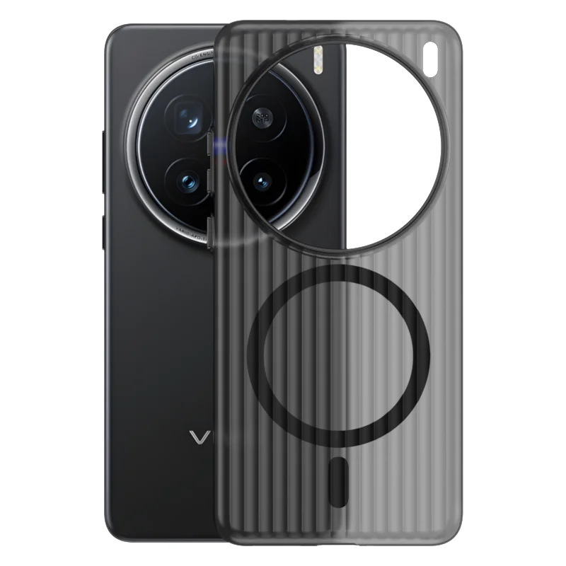 

Wireless Charging Magnetic Translucent Matte Frosted PC Hard Case For Vivo X200 Pro Mini X100 Ultra X100S, Slim Corrugated Cover