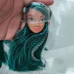 1 stuks 1/6 pop hoofdonderdelen normale huid groen haar voor 30 cm vrouwelijke popaccessoires speelgoed