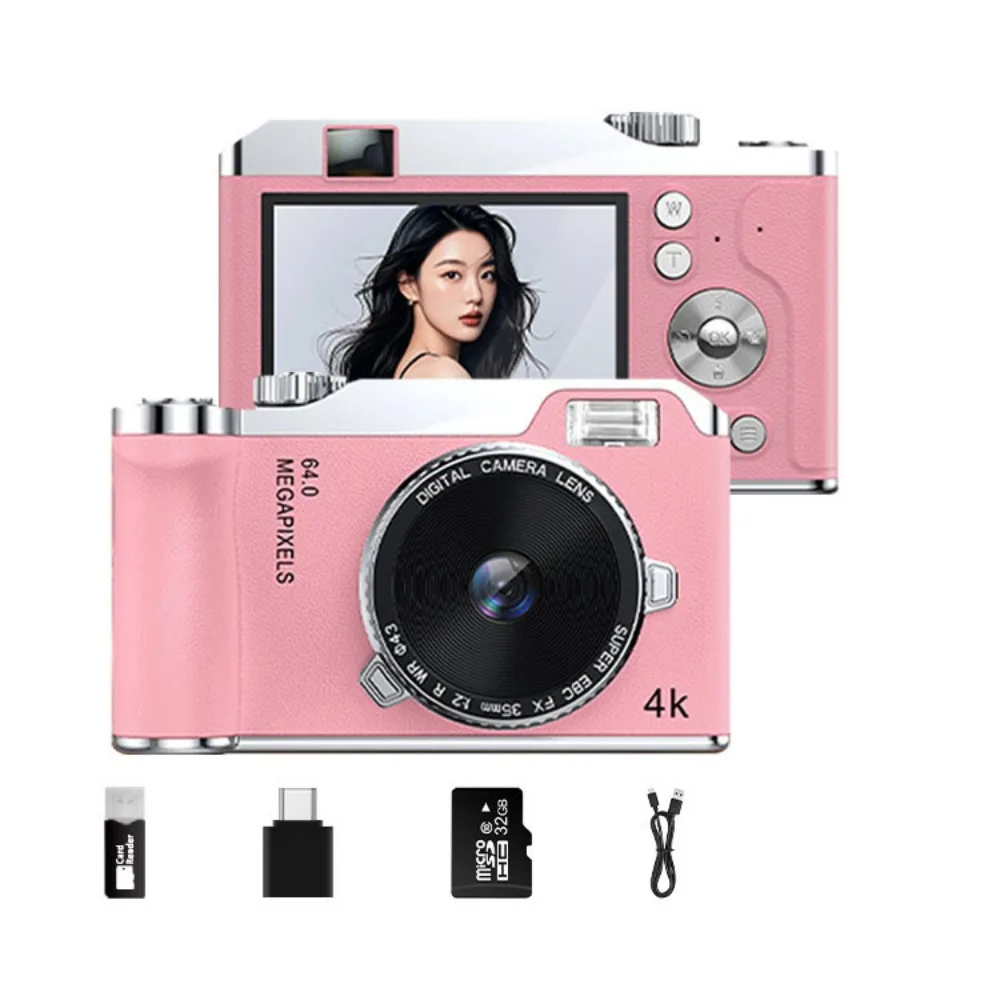 Front/Rear Dual Camera 4K HD Digital Camera Autofocus 16x Zoom Entry-Level CCD Camera Rechargeable 2.4 Inch Screen