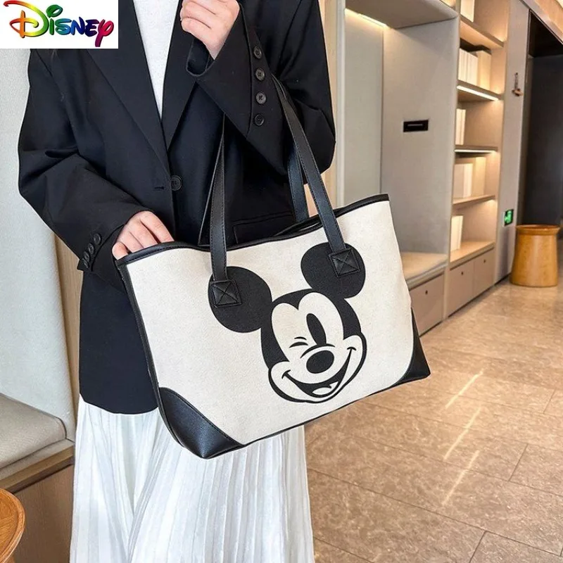 

Disney Fashion High Quality Large Capacity Canvas Bag for Women Cute Cartoon Mickey Casual Versatile Handheld Tote Bag