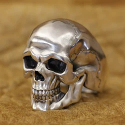 925 Sterling Silver Glossy Skull Ring Punk Adjustable Ring TA436 US Size 6~15 BZ