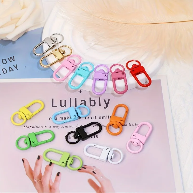 35pcs DIY Random Colorful Rotating Keychain Kit Handmade Metal Door Hanger Hook Bag Hanger Pet Rope Connecting Piece Craft Kit