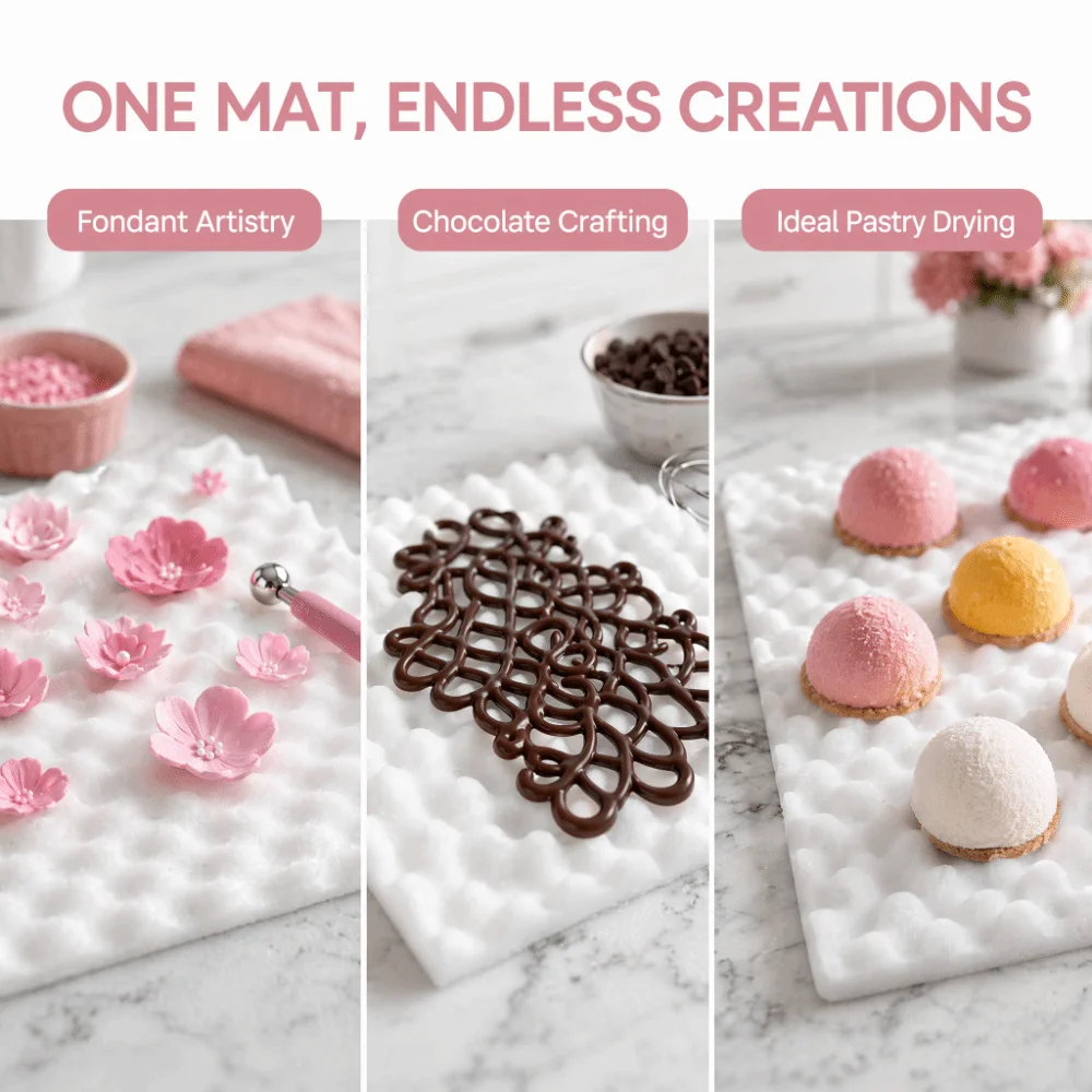 2pcs Waved Texture Fondant Shaping Mat Egg Crate Foam White Fondant Drying Sponge Foam Tray Drying Flowers Modeling Sponge Mat