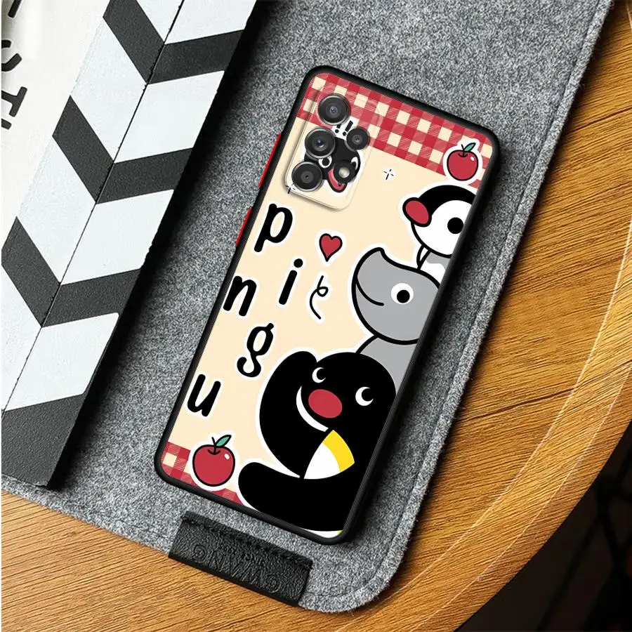 Capa macia caso de telefone para samsung galaxy a22 a23 a25 a26 a32 a73 a56 a21 a52 a71 a31 a72 a36 quente ins bonito dos desenhos animados p-ingu