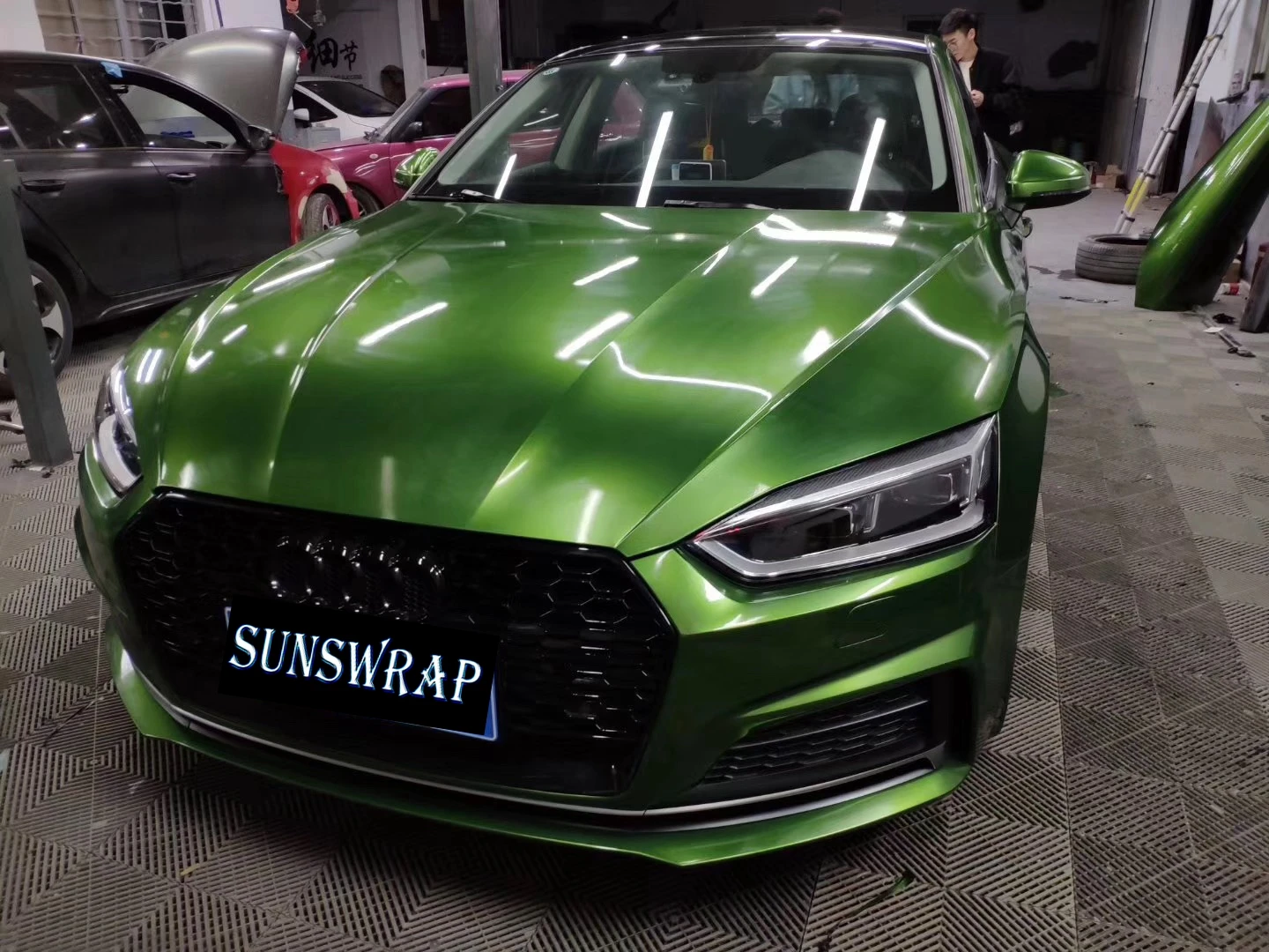 

Gloss Manba Green Vinyl Metallic Self Adhesive Vinyl Roll Car Vinyl Wrap Sticker Decal Film 5x59ft/roll