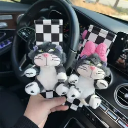 New Cartoon Kitten Car Seat Belt Shoulder Pad Plush Animal Doll Universal Schoolbag Car Accessories Interior Woman Child