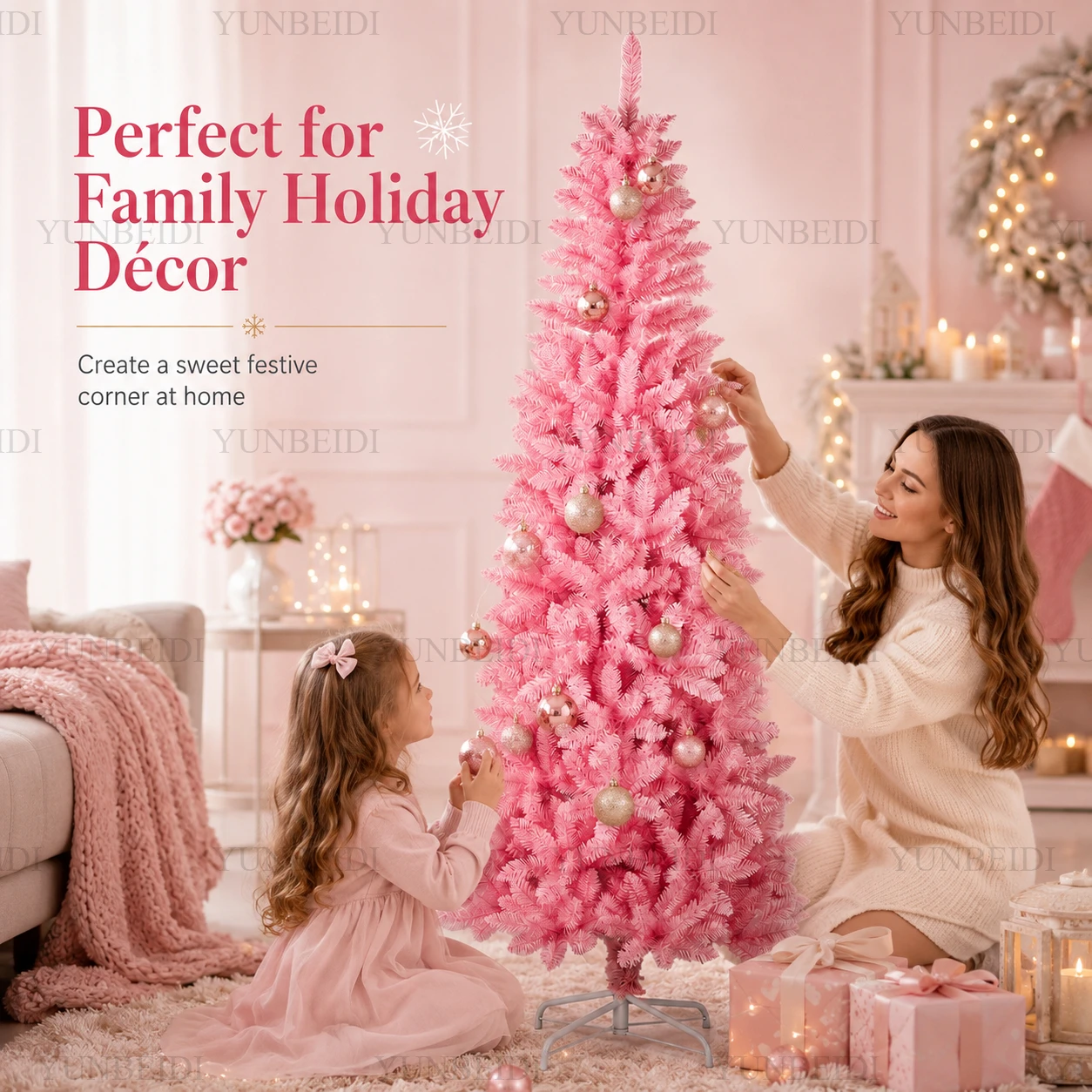 Christmas Tree Artificial - شجرة عيد الميلاد الوردية على شكل