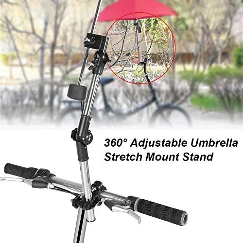 Adjustable Stainless Steel Umbrella Holder for Wheelchairs & Bikes - Foldable Design with Swivel Connector for Sun Protection