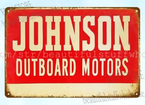 Johnson Outboard Motors MARINE SHOP boating engine metal tin sign dorm wall art