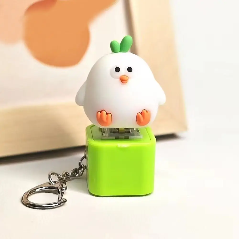 Yellow Chick Wooden Fish Keyboard Keychain Electronic Luminous Mechanical Keyboard Keychain Colorful Light Merit +1