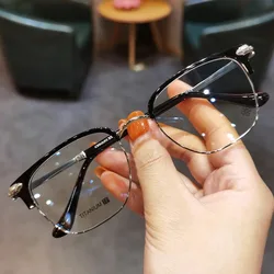 2024 Metal Half Frame Reading Glasses Men Women Fashion Transparent Presbyopic Glasses for Middle-aged and Elderly +1.0 To +4.0