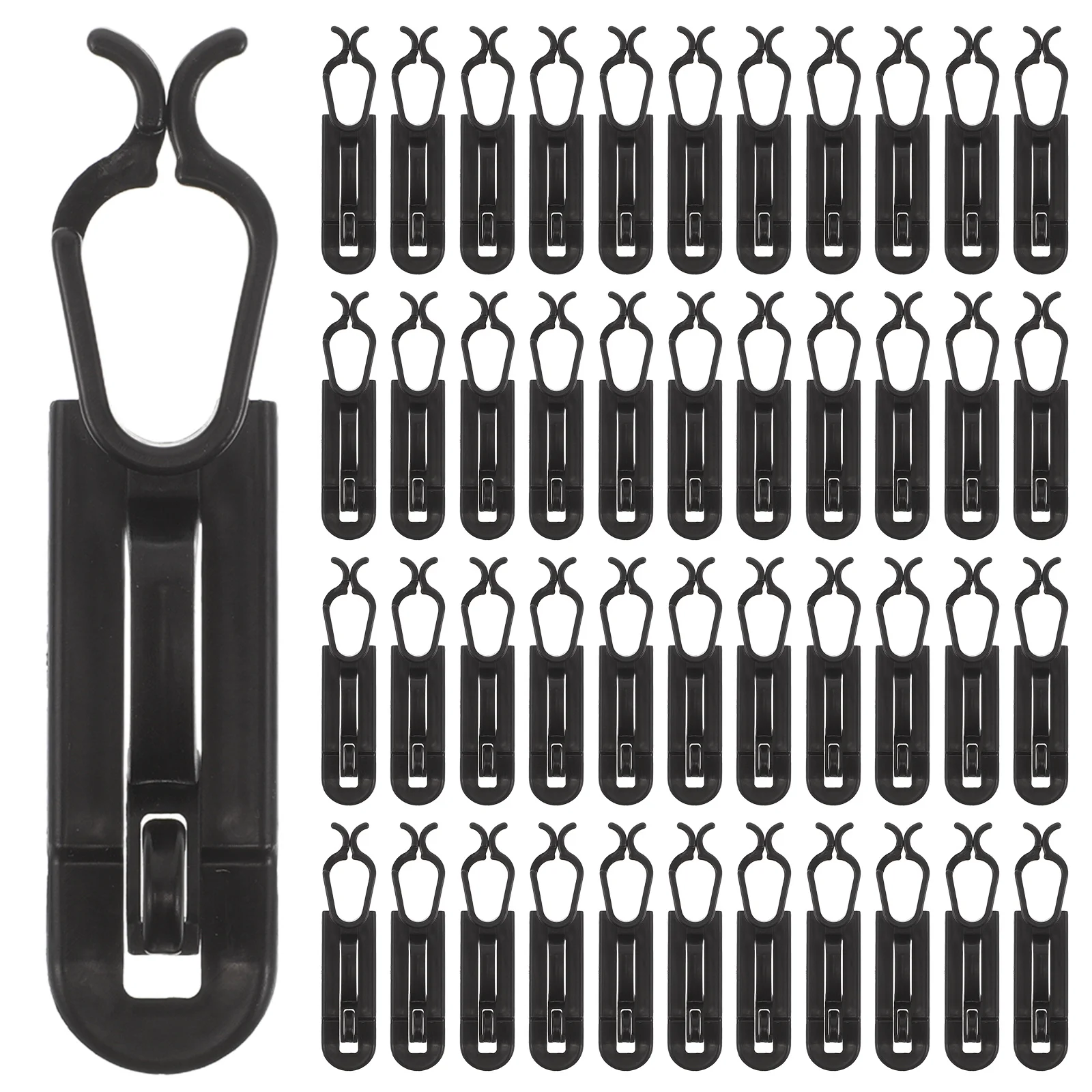

50Pcs Christmas Light Clips Plastic Gutter Hooks for Outdoor String Lights Holiday Party Decor Weatherproof Black