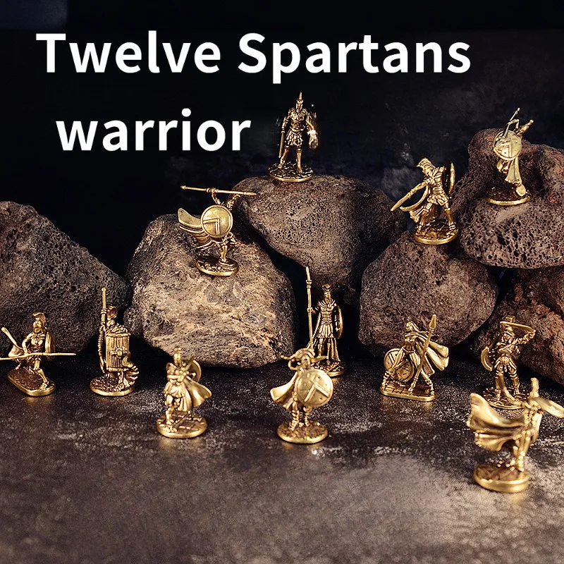 Spartan Soldier Yellow Bronze Collectible War Model Desktop Decoration for Boys Gift Item