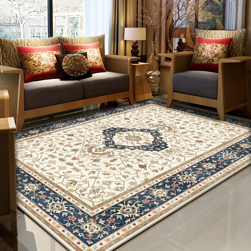 Retro Persian Flannel Area Rug Multiple Vintage Pattern Soft Non Slip Large Carpet for Living Room Bedroom Home Decor Floor Mat