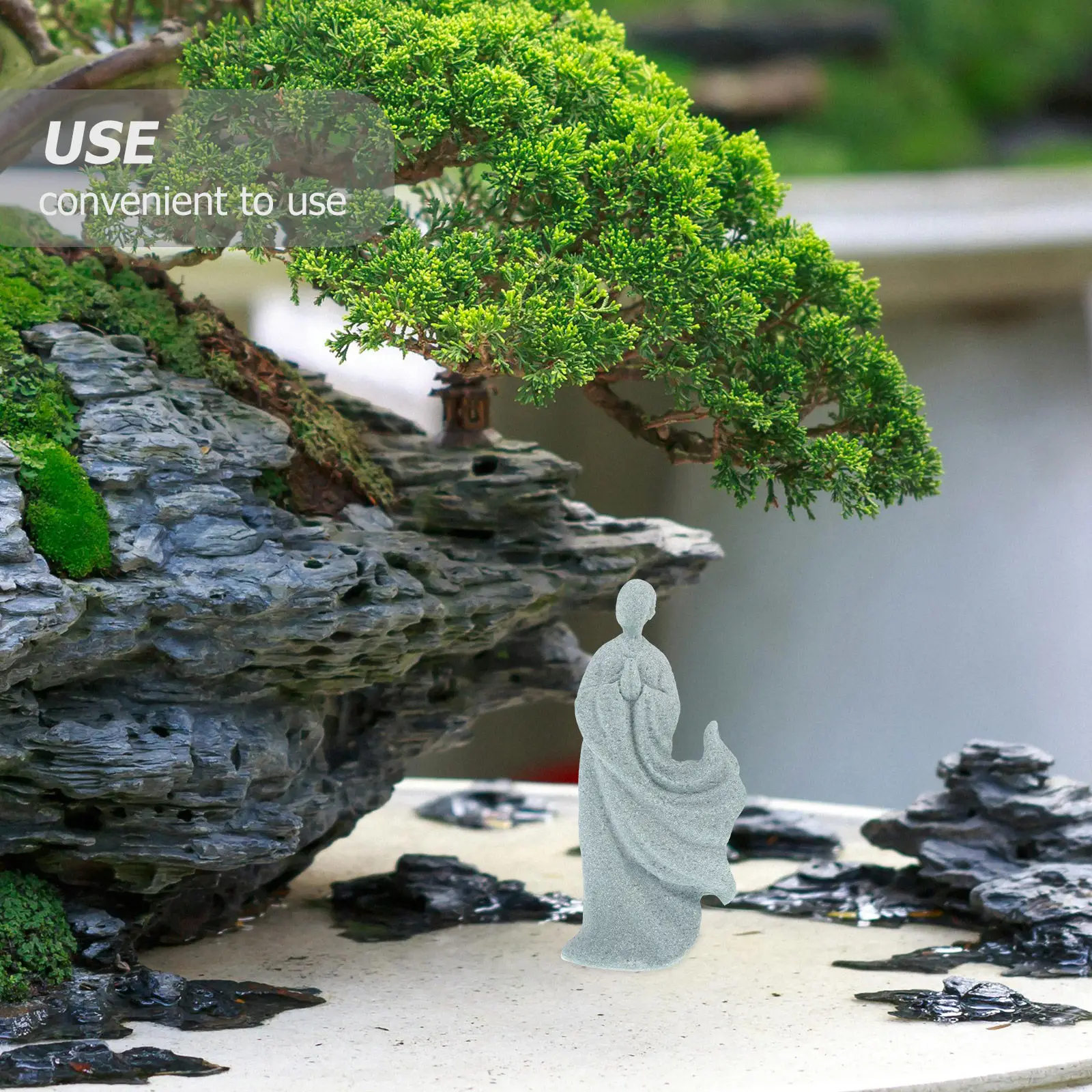 Mini Sandstone Buddha Statue Chinese Style Zen Sculpture Indoor Desktop Decoration Buddha Decor for Meditation Enlightenment