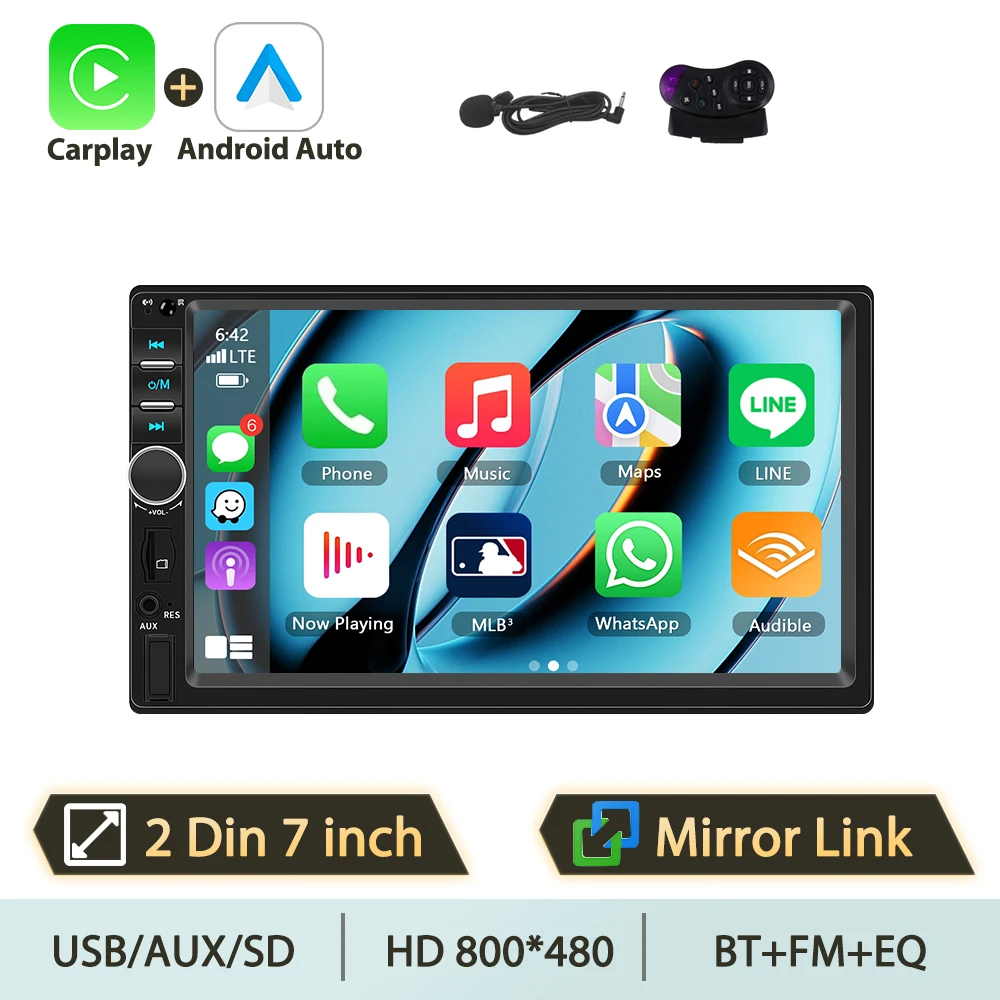 Podofo 2Din 7'' Smart Car Intelligent Systems Universele Autoradio Multimedia Speler Stereo Android CarPlay Auto Mirror Link Ondersteuning BT USB FM AUX Radio