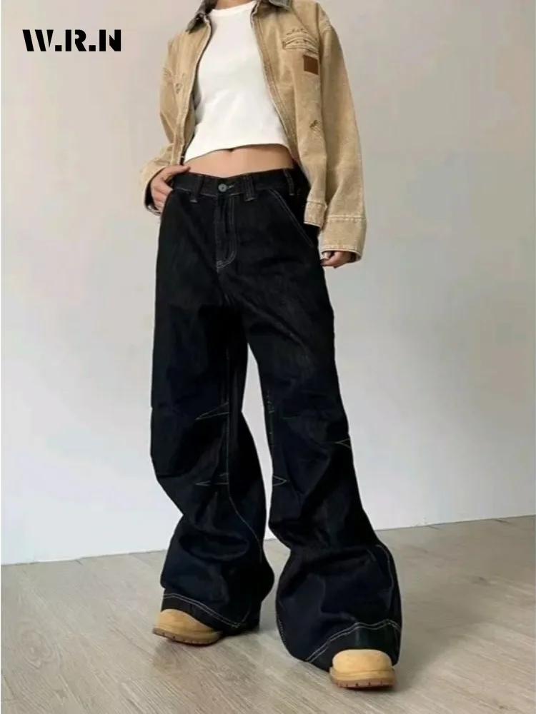 

Vintage Y2K Wide Leg Loose Jeans Women Harajuku High Waist Baggy Denim Pants Korean Fashion Streetwear New Black Cowboy Trousers