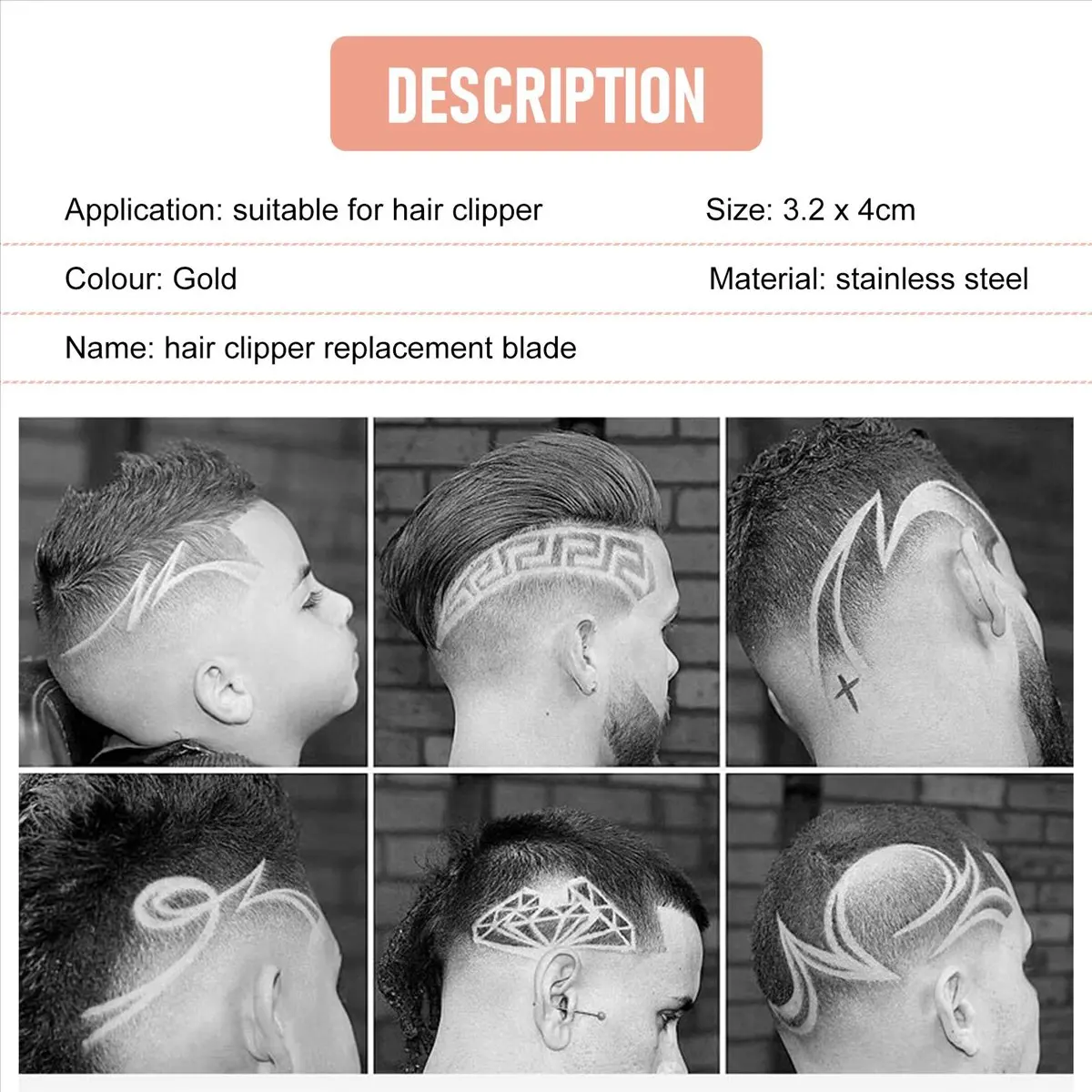 

Т-образное лезвие для машинки для стрижки волос ABPO с подставкой, сменная насадка-триммер T9, золотистая