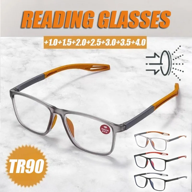 4PCS Mode TR90 Lesebrille Anti Blau Licht Business Rechteck Rahmen Gläser für Männer und Frauen Erhältlich in +100 ~ +400