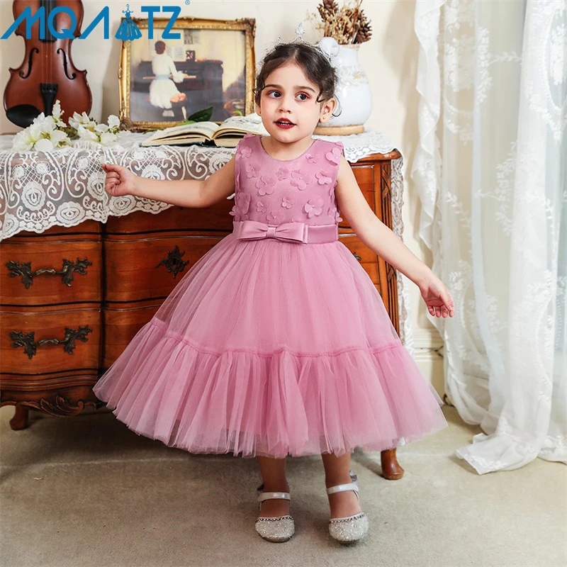 

MQATZ Summer Dress 1 Year Flowewr Kids Tutu Newborn Christening Princess Toddler Birthday Children Baptism Baby Girl Clothes